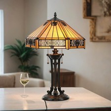 Eccezionale lampada da tavolo FARFALLA 4 bronzo H:59cm lampada Tiffany soggiorno