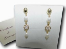 Orecchini di perle con Cammeo in Argento 925 placcato da oro 18 cameo e pendenti