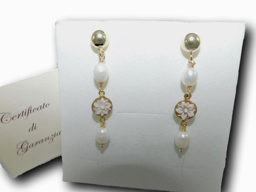 Orecchini perle con - con, cammeo