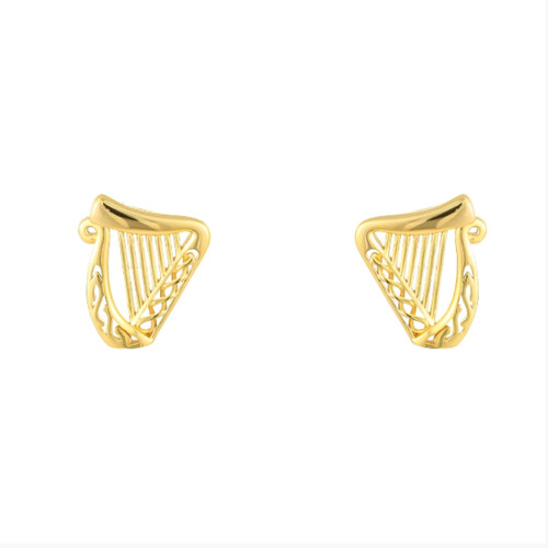 Gold vermeil harp earrings - harp,
