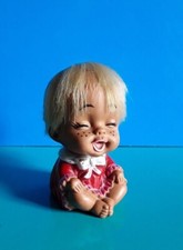 Bambola di gomma, vintage, anni 70, Made in Hong Kong, altezza 9 cm.