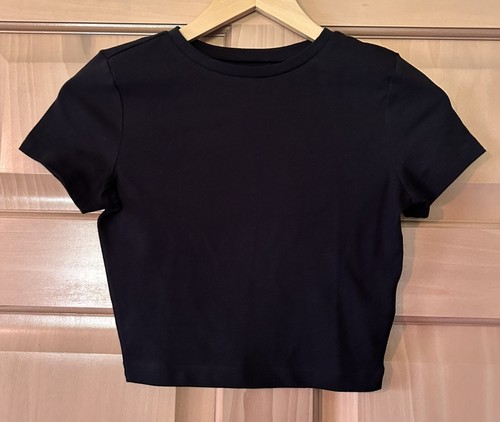Shirt girocollo nera cropped - nera,
