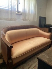 Divano vintage in raso di seta rosa mogano inglese stile impero