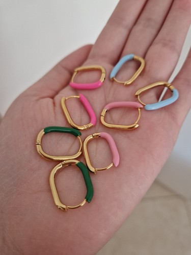 Orecchini smaltati colorati - , su