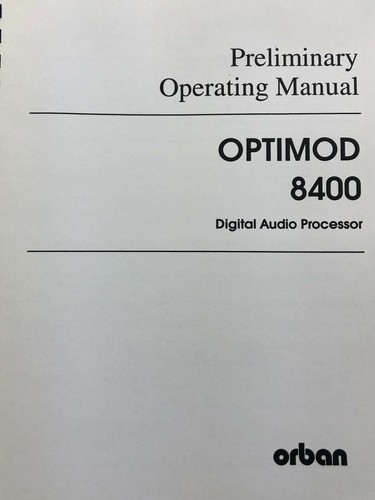 Manuale orban optimod 8400 - manuale,