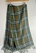 Sciarpa unisex vintage Burberrys of London verde Nova check 100% lana di agnello