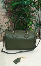 Borsa bauletto VERA PELLE colore verde oliva a mano e c/tracolla - c/portachiavi