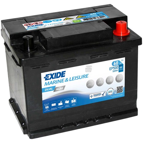 Exide ep500 dual agm - exide, 60ah