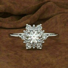 14K White Gold Plated Floral