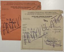 RSI GNR 1a LEGIONE TAGLIAMENTO 1944 2 BUONI UFF. ARMI - MUNIZIONI ED AUTOMEZZI