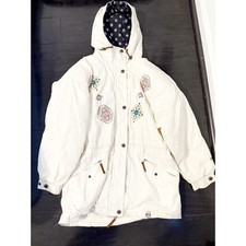 Giacca da sci Obermeyer vintage ricamata avorio donna usata in ottime condizioni taglia 8