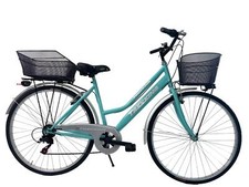 Bicicletta Donna Passeggio Misura 28 Bici Da Città Tiffany Con Cambio, 2 Cestini