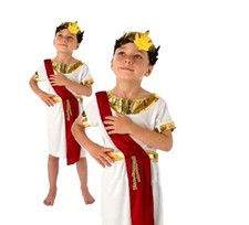 Costume vestito fantasia bambino ROMAN BOY Giulietta Cesare Re Toga greca età 3-8
