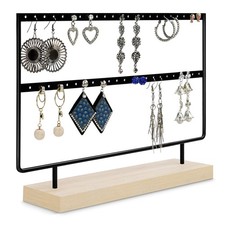 Belle Vous Espositore Gioielli Porta Orecchini Portagioie Legno e Metallo Nero -