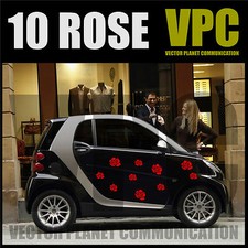 adesivi fiori rose 10 stickers flowers custom auto tuning muri parete vetri
