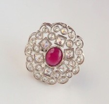Anello da dito rosso argento
