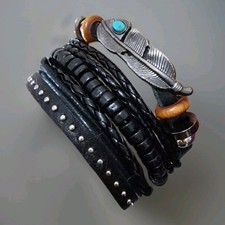 Bracciale nero vera pelle