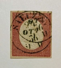 Francobollo Antichi Stati Sardegna C 40 Rosso Mattone . ANNULLO SALUZZO.