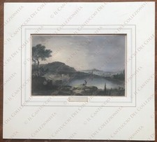 Lake Avernus J.C. Bentley Engraver Pozzuoli Napoli incisione stampa antica