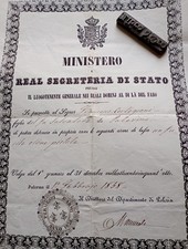 REGNO DELLE 2 SICILIE PERMESSO DI DETENERE UN FUCILE E 2 PISTOLE 1858 PALERMO .