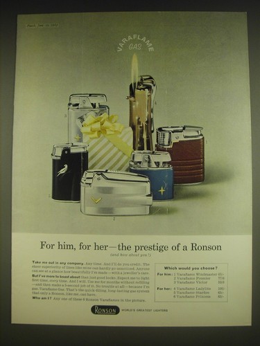 Pubblicità accendini ronson - pubblicità,