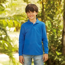 POLO BIMBO BAMBINO MANICA LUNGA FRUIT OF THE LOOM MAGLIA DA 3 ANNI A 15 ANNI