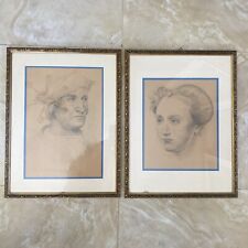 Coppia di quadri con ritratti a matita di personaggi famosi della storia...