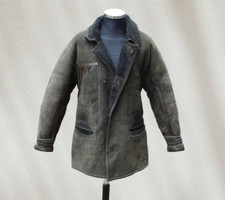 Cappotto montone shearling grigio scuro vintage Taglia L