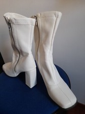 STIVALETTO TRONCHETTO DONNA TACCO A BLOCCO USATO PELLE TAGLIA 42