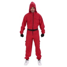 Costume da soldato coreano gioco del calamaro tuta rossa con cappuccio