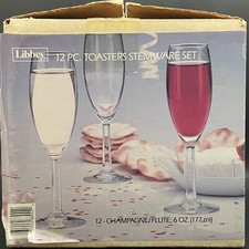 Libbey 12 pezzi set tostapane champagne calici nuovo vecchio magazzino USA 8" altezza 6 oz