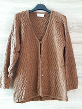Cardigan donna vintage - Benetton - cotone lavorazione a trecce -Tag.S - Marrone