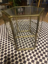 Vetrina vintage ottone e vetro 1 ripiano piedi vetrina scatola stella da collezione