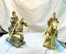 COPPIA DI VECCHI SAMURAI A CAVALLO VINTAGE RARISSIMI E ORIGINALI 