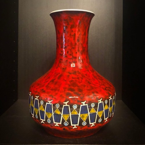 Vaso ceramica rosso blu giallo
