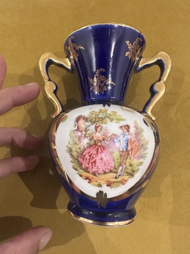 Limoges petite vase bleue - petite, et