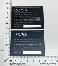 COPPIA altoparlanti Spendor LS3/5A badge in metallo personalizzati piastra posteriore
