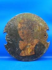 Antico E Raro Dipinto Opera D'arte Olio Su Ghisa Fine 1800 Nobil Donna Liberty