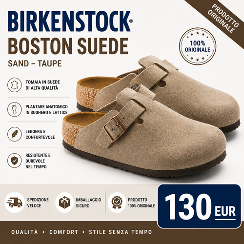 Birkenstock boston suede - suede, taupe