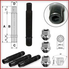 KIT 10 Colonnette Prigionieri a Brugola + dadi ruota conici M12x1,5 lungh.75mm