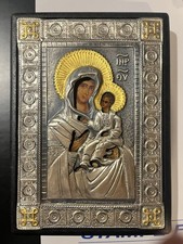 Icona Bizantina In Argento 975 E Oro 24 Carati