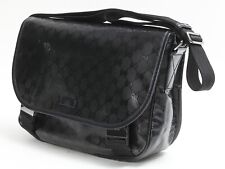 GUCCI BLACK IMPRIME MONOGRAM FLAP MEDIUM MESSENGER BAG