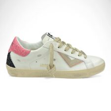 4B12 collezione 2025 SUPRIME D302 goose In Pelle Bianca rose lacci Golden