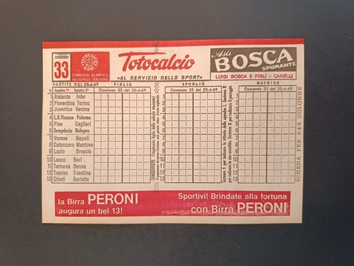 Schedina totocalcio 1968 - schedina, 1968/69