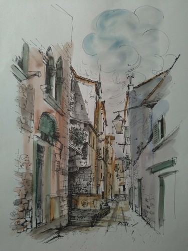 Vintage paesaggio vicolo - vintage,