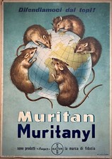  Muritan- Cartoncino pubblicitario originale- Bayer - Topicida - ' 60 -