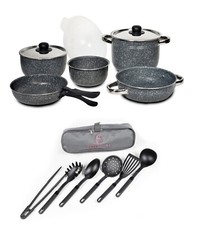 Set piatti cucina campeggio 22 cm 9 pezzi padelle pentole incluso set utensili cucina
