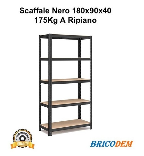 Scaffale metallo nero mdf - metallo,