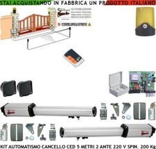 KIT AUTOMAZIONE CANCELLO 5 MT 2 ANTE CED MOTORI 220 V RADIOC FOTO INCAS FARO SEL