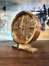 1965 ca. ImHof 8 days table clock design 60's brass wood SERVICED & GUARANTEED